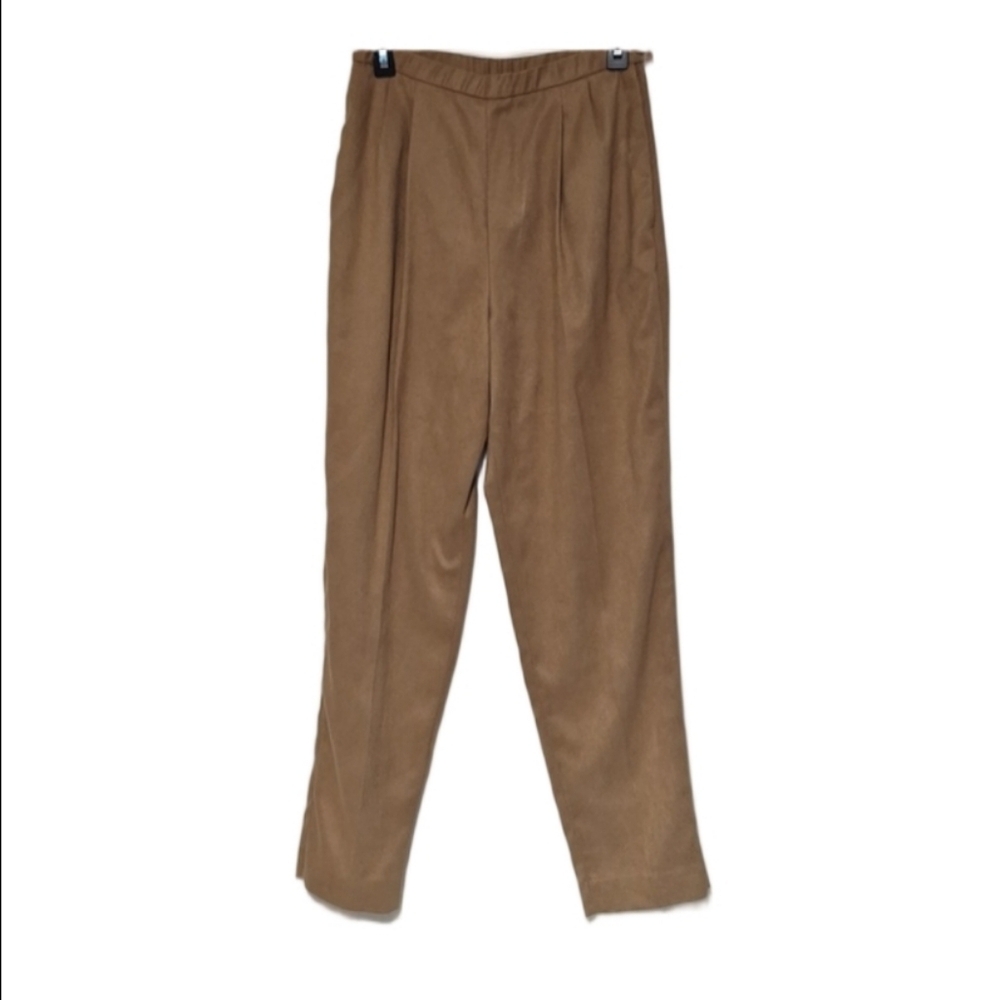 Vintage Pendleton Camel Tan Faux Suede Pleated High Rise Trousers Pants 8 USA